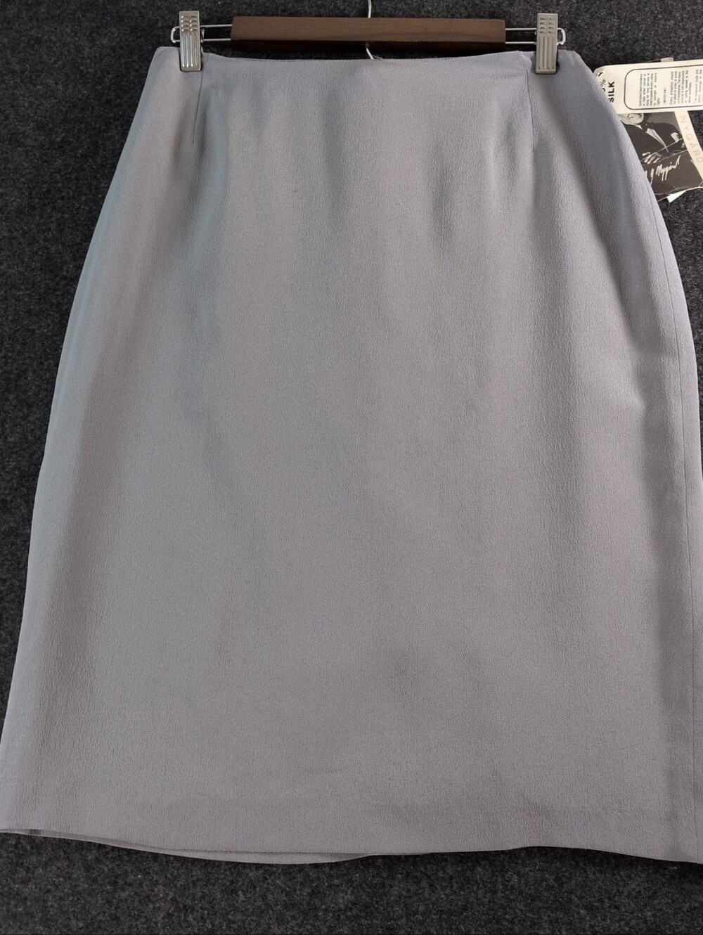 Peter Nygard Gray Silk Skirt Vintage 90s Office Siren
